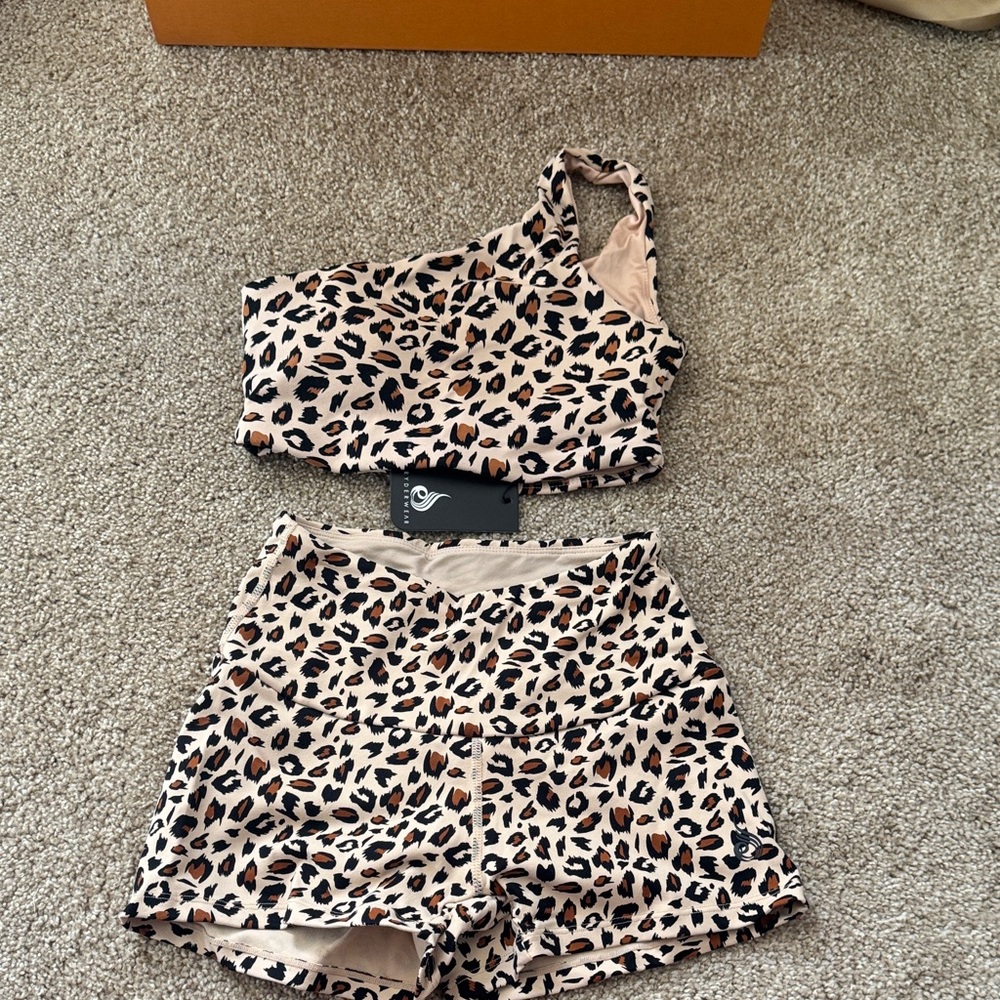 Ryderwear Leopard Print Women Shorts and Top Set